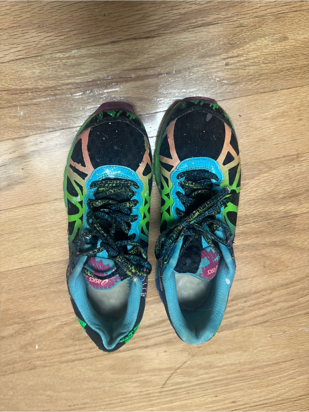 Asics Multicolor Kids Sneakers - Black, Blue & Green Accents